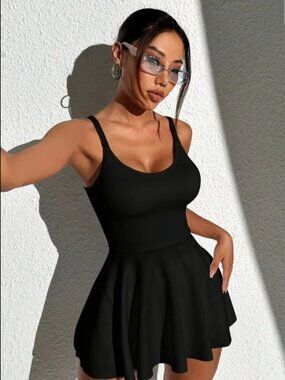 Black dress with built in shorts